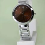 Brown Dial Analogue Watch with Heart Design