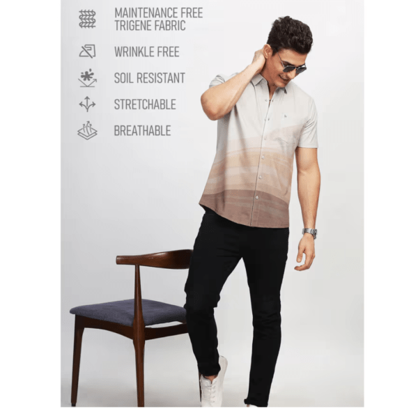 Bullmer Men Regular Fit Printed Spread Collar Casual Shirt