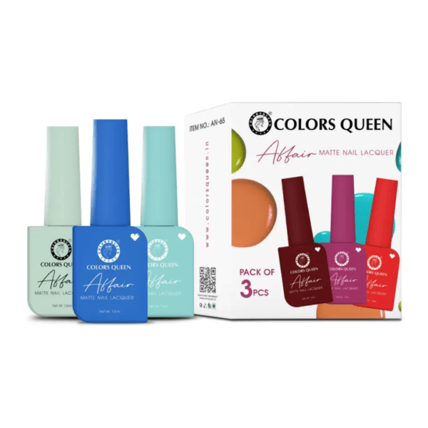 COLORS QUEEN Affair Matte Nail Polish Set of 3- Tame Teal, Coco Blue & Aqua Marine - Image 2