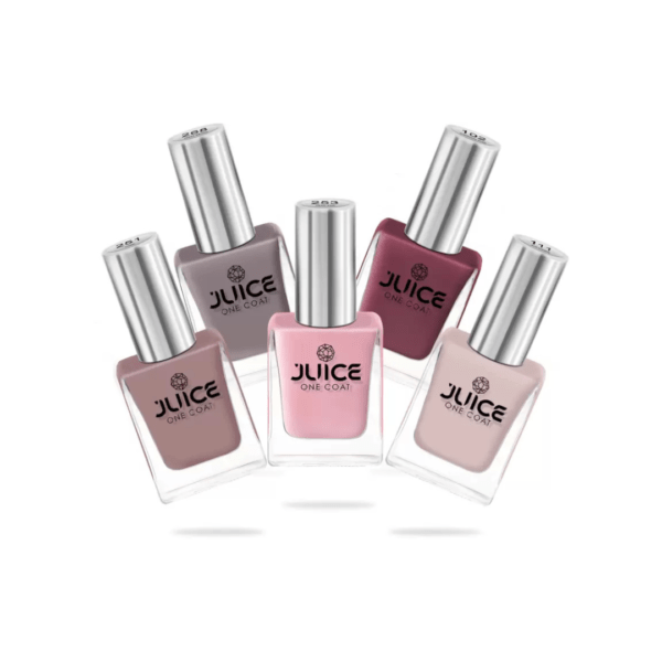 Juice Nail Paint Combo 32 Petal Pink, Camel, Sun Kissed, Dusty Coral, Teddy Brown  (Pack of 5)