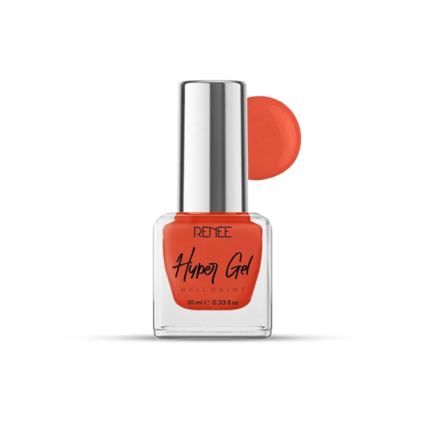 RENEE Hyper Gel Nail Paint Fiery Orange, Chip Resisting Formula, High Shine Polish Fiery Orange