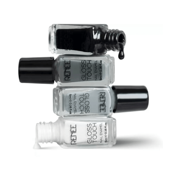Renee Gloss Touch N01 Classic Monochrome - Set of 4 Nail Enamels, 5ml each   (Pack of 4)