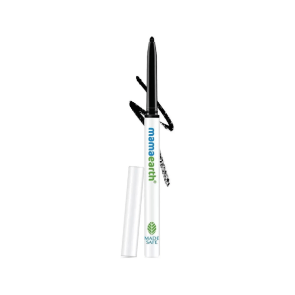 MAMA EARTH Charcoal Black Long Stay Kajal water proof, Vitamin C & Chamomile (Black)