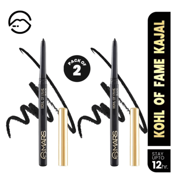 MARS Kohl of Fame Up to 12 Hours Stay Kajal | Pack of 2 (Jet Black)