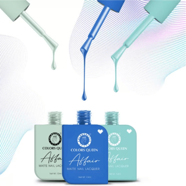COLORS QUEEN Affair Matte Nail Polish Set of 3- Tame Teal, Coco Blue & Aqua Marine - Image 3