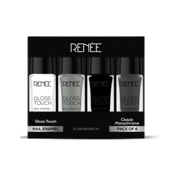 Renee Gloss Touch N01 Classic Monochrome - Set of 4 Nail Enamels, 5ml each   (Pack of 4) - Image 2