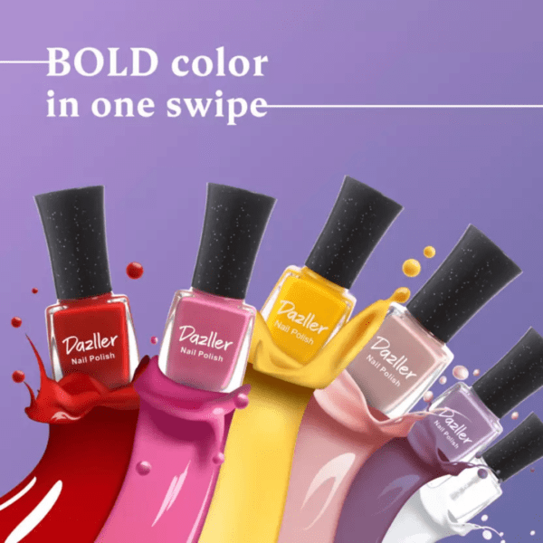 Dazller Chic 'N Cute Nail Polish-9ml,Rich Pigmentation,Quick-Dry,One-stroke Application- Dusky Midnight  (Pack of 6) - Image 2