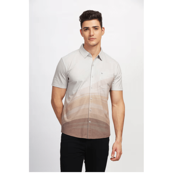 Bullmer Men Regular Fit Printed Spread Collar Casual Shirt - Image 6