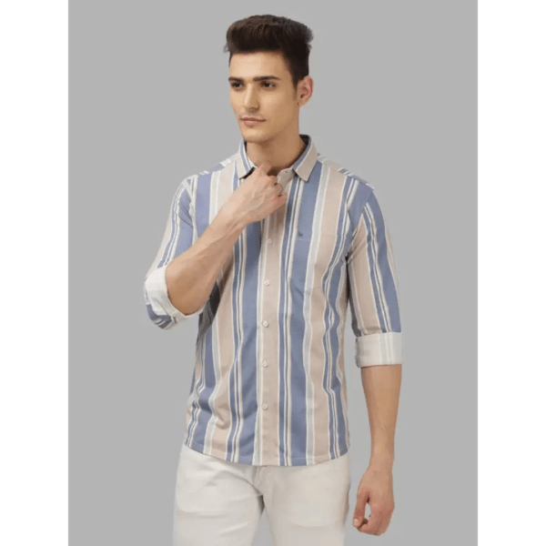 Bullmer Men's Striped Spread Collar Casual Shirt Regular Fit - Image 2