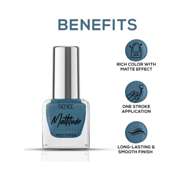 RENEE Mattitude Nail Paint | Chip Resisting Formula with High Coverage Terrific Teal - Image 3