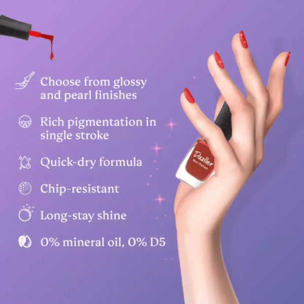 Dazller Chic 'N Cute Nail Polish-9ml,Rich Pigmentation,Quick-Dry,One-stroke Application- Dusky Midnight  (Pack of 6) - Image 3