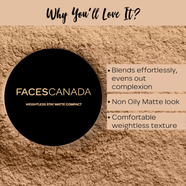 FACES CANADA Weightless Stay Matte  Powder | Oil Control Compact (Beige) - Image 2