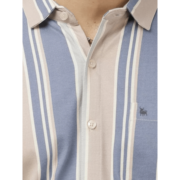Bullmer Men's Striped Spread Collar Casual Shirt Regular Fit - Image 4