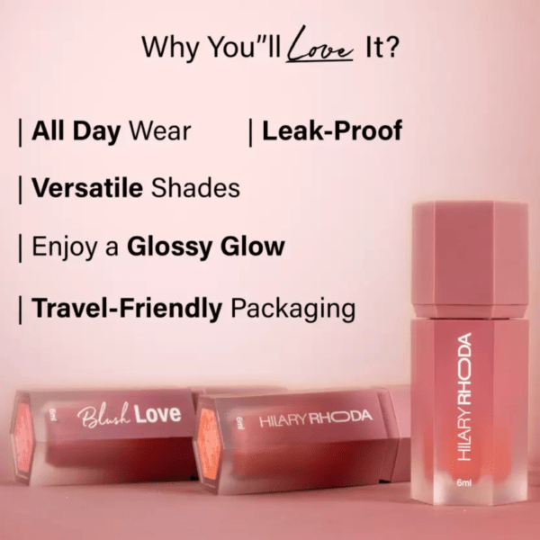 Hilary Rhoda Blush Love | Highly Pigmented Liquid Blush & Super Dewy Finish| Leak Proof (Serial Chiller) - Image 4