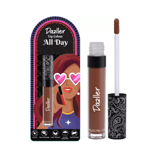Dazller All Day Lipcolour, Ultra Intense Matte, Smudge-Proof, Lightweight, Up to 8Hrs Stay   Cup 6 g