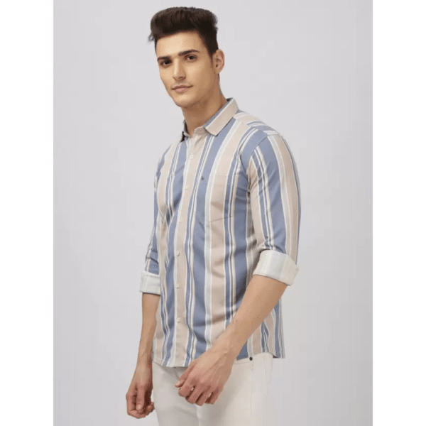 Bullmer Men's Striped Spread Collar Casual Shirt Regular Fit - Image 5
