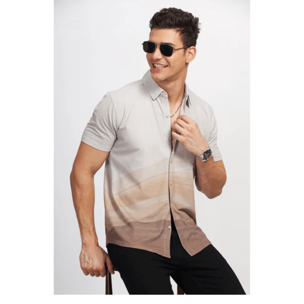 Bullmer Men Regular Fit Printed Spread Collar Casual Shirt - Image 3