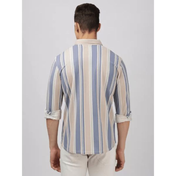 Bullmer Men's Striped Spread Collar Casual Shirt Regular Fit - Image 3