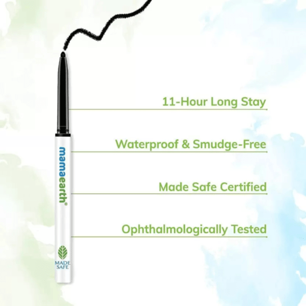 MAMA EARTH Charcoal Black Long Stay Kajal water proof, Vitamin C & Chamomile (Black) - Image 7