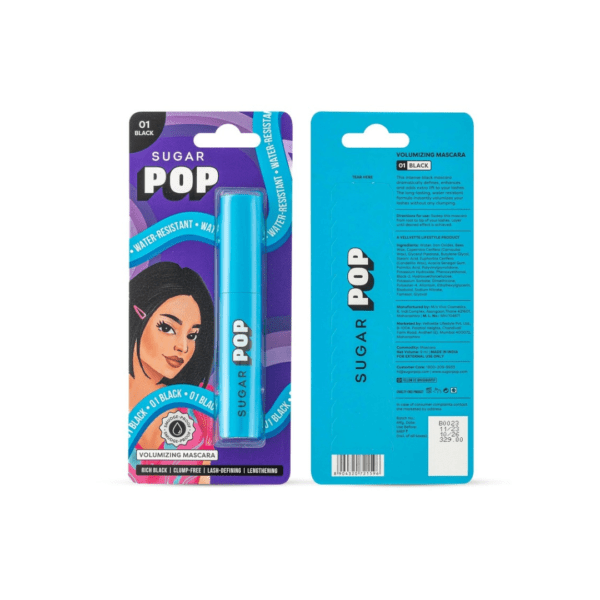 SUGAR POP Volumizing Mascara Black | Clump Free | Volumizes | Lengthens | Smudge proof (Black) - Image 2