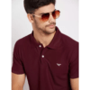 RISS Men's Solid Polyester Polo Neck  T-Shirt - Maroon