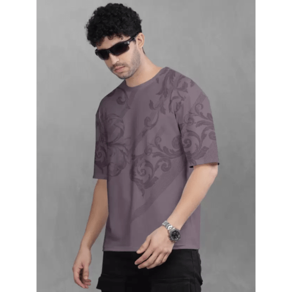Bullmer Cotton Blend Round Neck Purple T-Shirt for Men - Image 2