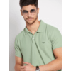 RISS Men's Solid Polyester Polo Neck  T-Shirt - Pistachio Green