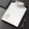 Solid High Neck Wool Blend T-Shirt for Men - White