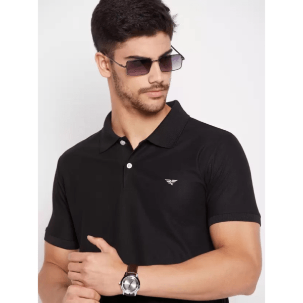 RISS Men's Solid Polyester Polo Neck  T-Shirt