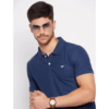 RISS Men's Solid Polyester Polo Neck  T-Shirt - Blue