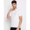 RISS Men's Solid Polyester Polo Neck  T-Shirt - White
