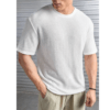 Legacy Look Self-Design Round Neck Cotton Blend T-Shirts for Men - White