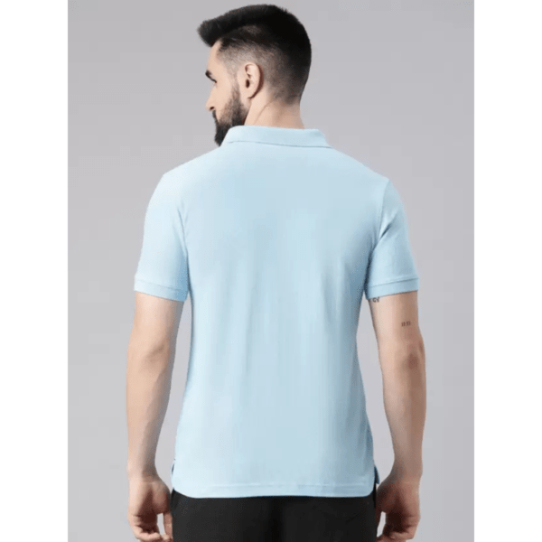 Force NXT Solid Blue Polo Neck Cotton T-Shirt for Men - Image 4