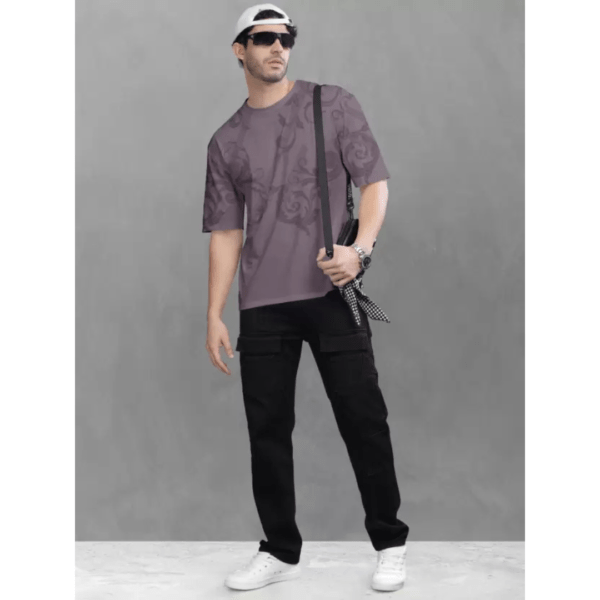 Bullmer Cotton Blend Round Neck Purple T-Shirt for Men - Image 5