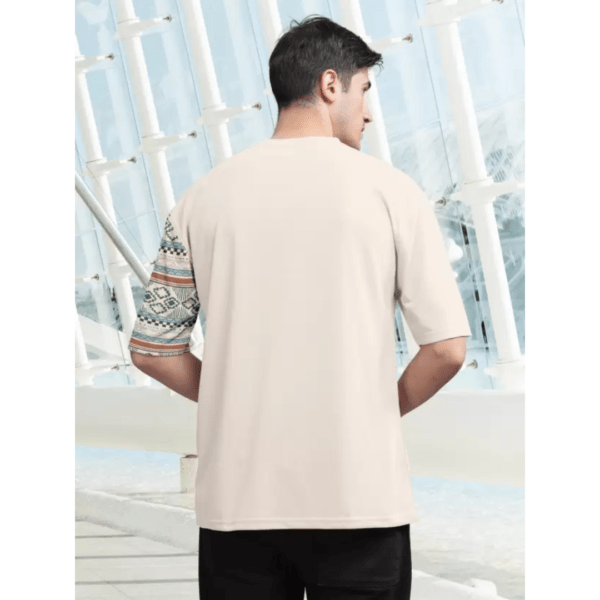 Bullmer Printed Round Neck Cotton Blend Beige T-Shirt for Men - Image 4