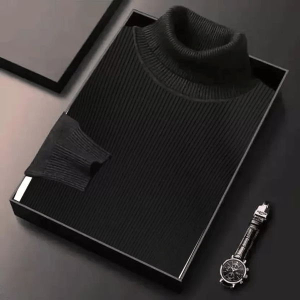 Solid High Neck Wool Blend T-Shirt for Men