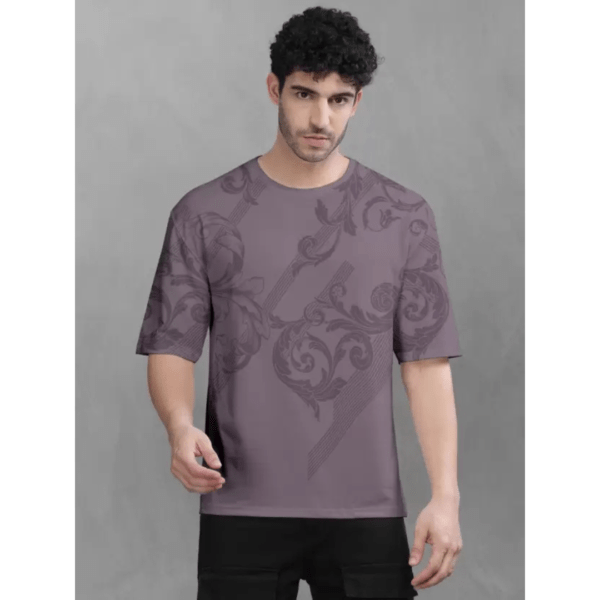 Bullmer Cotton Blend Round Neck Purple T-Shirt for Men