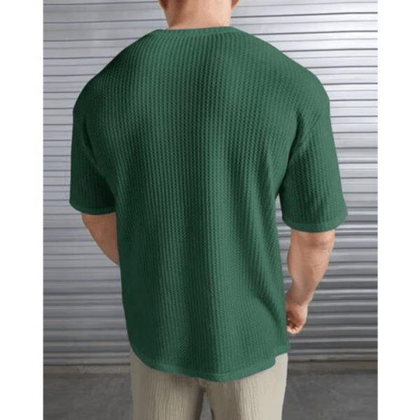 Elvesta Self-Design Round Neck Cotton Blend Green T-Shirt for Men - Image 5