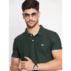 RISS Men's Solid Polyester Polo Neck  T-Shirt - Green