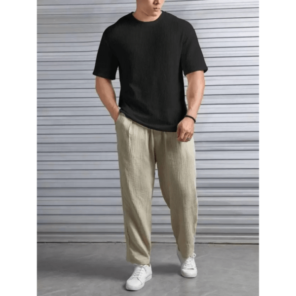 Legacy Look Self-Design Round Neck Cotton Blend T-Shirts for Men