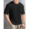 Legacy Look Self-Design Round Neck Cotton Blend T-Shirts for Men - Black