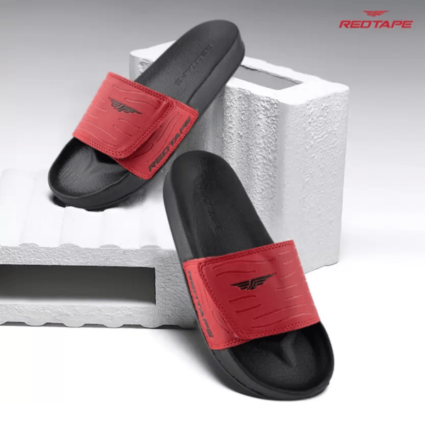 Red Tape Men's Red & Black Slides