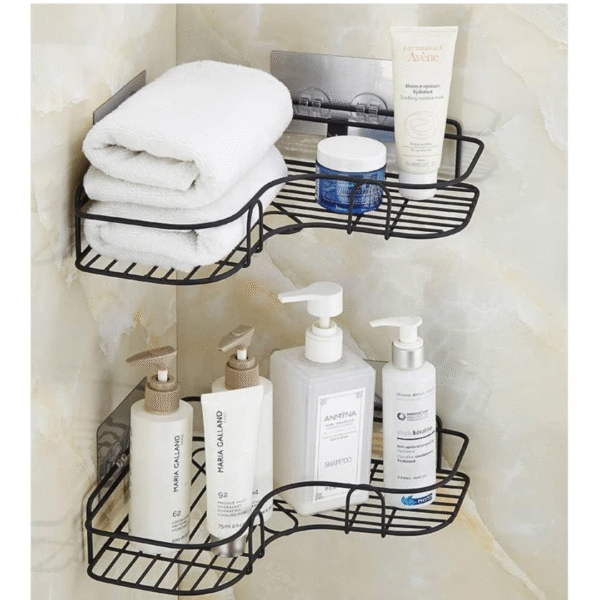 Metal Multipurpose Bathroom/Kitchen Corner Storage Organizer Wall Mounted Rack Shelf Shower Caddy - Image 2