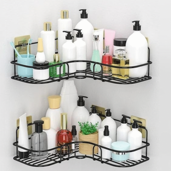 Metal Multipurpose Bathroom/Kitchen Corner Storage Organizer Wall Mounted Rack Shelf Shower Caddy - Image 3