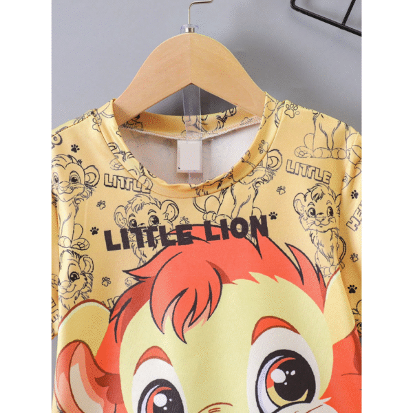 Cute Lion & Letter Print Outfit Set for Boys - Image 3