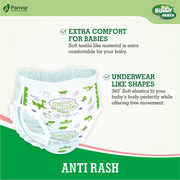 BUMMY PANTS New Born & XS Size Baby Diaper 5D Core, Anti-Rash Layer, 12 Hrs Protection,  (46 Pants) - Image 5