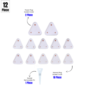 12 Piece Baby Safety Child Proofing Electric Socket Plug Guards Switch Board Cover with Removable Pin