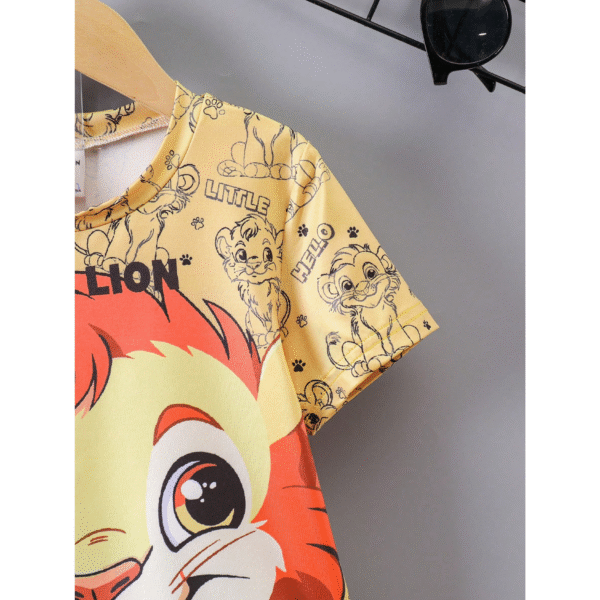 Cute Lion & Letter Print Outfit Set for Boys - Image 5