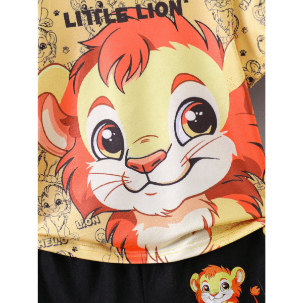 Cute Lion & Letter Print Outfit Set for Boys - Image 4
