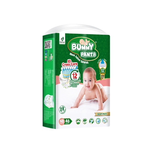 BUMMY PANTS New Born & XS Size Baby Diaper 5D Core, Anti-Rash Layer, 12 Hrs Protection,  (46 Pants)